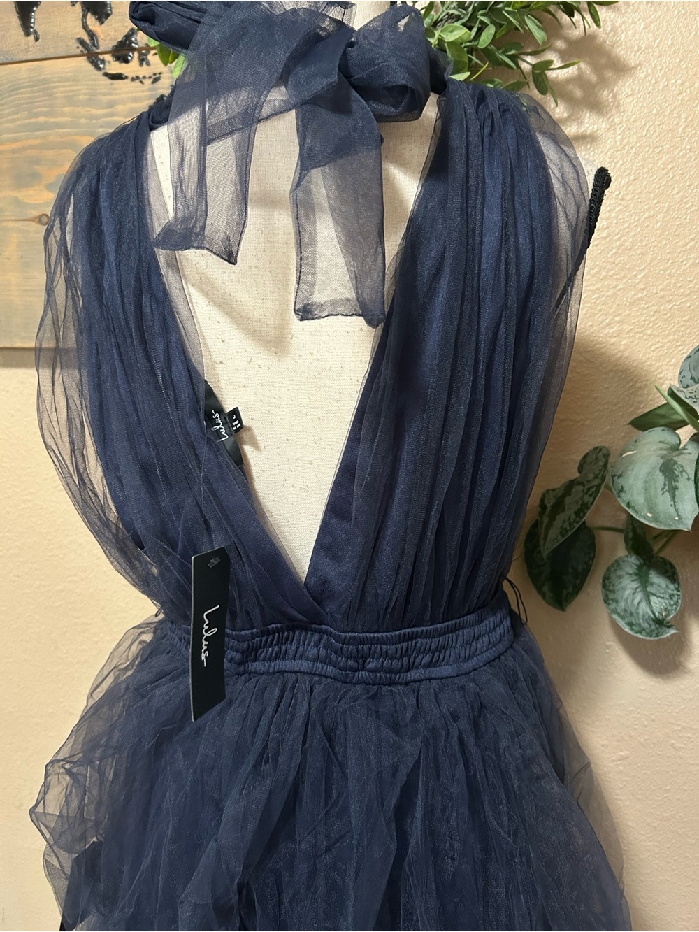 Lulus Flawless Arrival Navy Blue Tulle Tie-Strap Tiered Maxi Dress - Picture 7 of 9